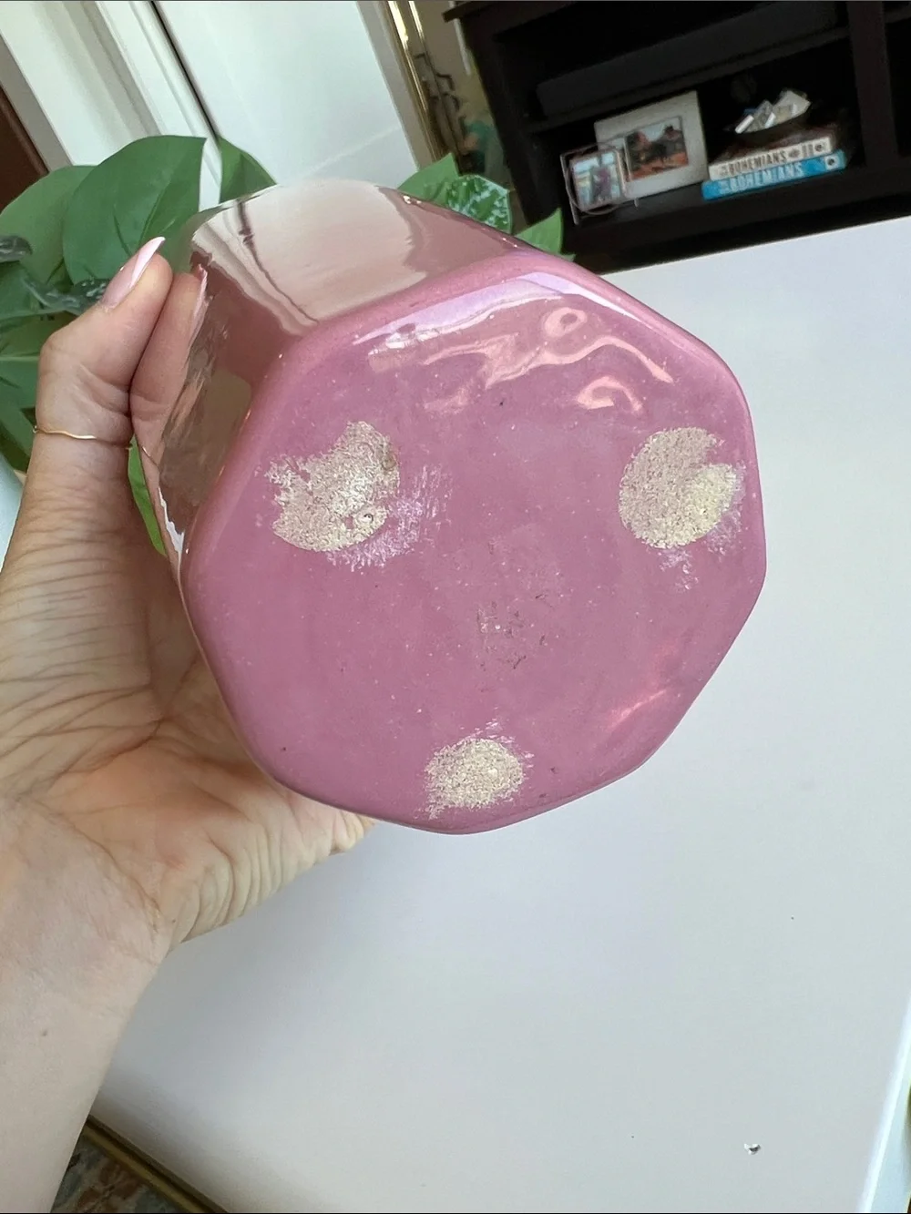 Vintage Tall Ceramic Vase Pink Mauve - Picture 6 of 11